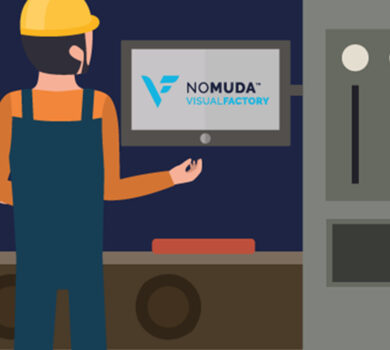 Animation of shop floor worker using custom manufacturing software (Visual Factory)